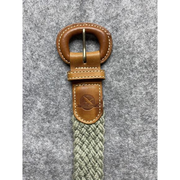 Eddie Bauer Belt Womens XS Green Braided Woven Tan Faux Leather Vintage - Picture 3 of 10